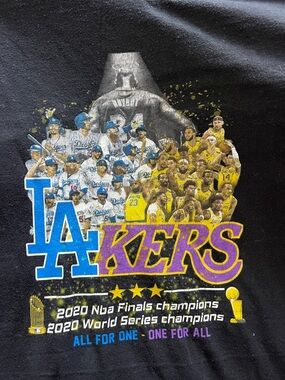 Los Angeles Lakers & Dodgers 2020 Champions Black Graphic Tee